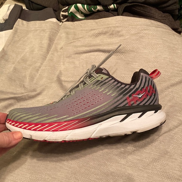 Hoka Gray and Red Athletic Shoes - Picture 3 of 7